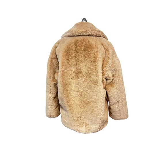 Free People Kate Faux Fur Double Breasted Teddy Coat Apricot Sz XS - Picture 5 of 6
